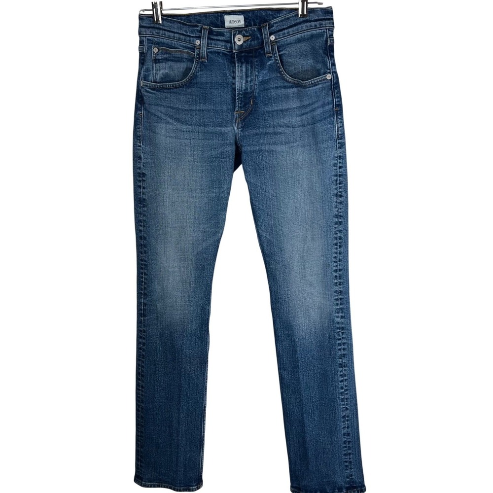 Hudson Mens Straight Leg Jeans Blue Medium Wash Stretch Denim Size 31
